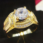 Nhẫn kim cương nam phong cách doanh nhân mạ vàng trắng 18K + đá zircon AAA, cỡ: 8, đường kính: 18.1mm, chu vi: 57mm, đường kính: 18.1mm