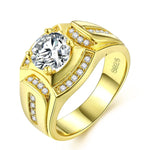 Nhẫn kim cương nam phong cách doanh nhân mạ vàng trắng 18K + đá zircon AAA, cỡ: 9, đường kính: 18.9mm, chu vi: 59.5mm, đường kính: 18.9mm