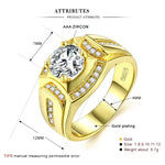 Nhẫn kim cương nam phong cách doanh nhân mạ vàng trắng 18K + đá zircon AAA, cỡ: 12, đường kính: 21.4mm, chu vi: 67.2mm, đường kính: 21.4mm