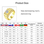 Nhẫn kim cương nam phong cách mới mạ vàng + đá zircon AAA đính đá rhinestone, cỡ: 7, đường kính: 17.3mm, chu vi: 54.4mm, đường kính: 17.3mm