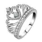 Nhẫn Zircon mạ bạch kim hình vương miện công chúa, cỡ Mỹ: 6, đường kính: 16.5mm, chu vi: 51.9mm, 6