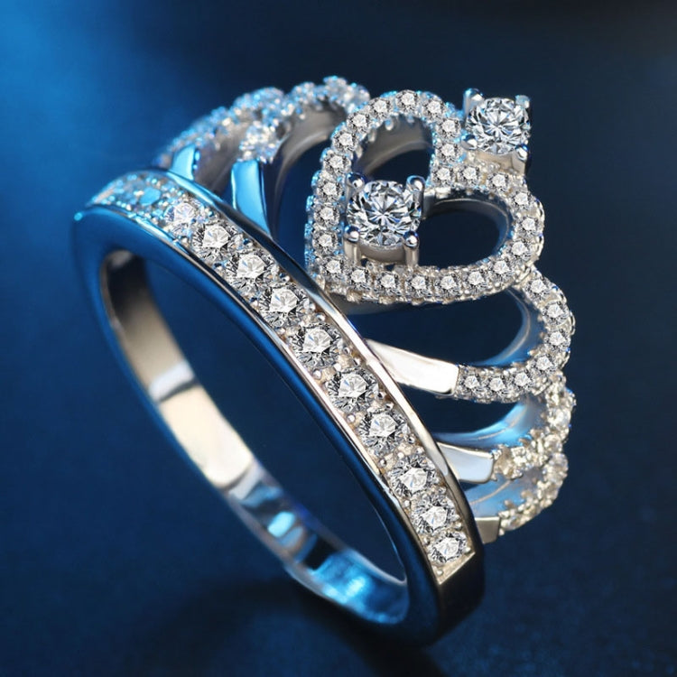 Nhẫn Zircon mạ bạch kim hình vương miện công chúa, cỡ Mỹ: 6, đường kính: 16.5mm, chu vi: 51.9mm, 6