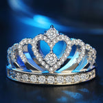 Nhẫn Zircon mạ bạch kim hình vương miện công chúa, cỡ Mỹ: 6, đường kính: 16.5mm, chu vi: 51.9mm, 6