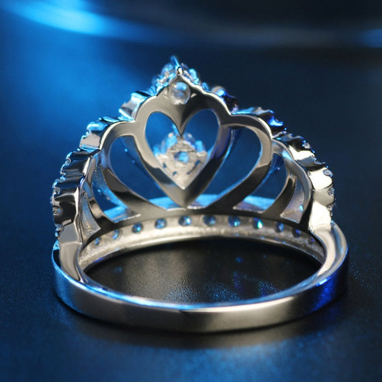 Nhẫn Zircon mạ bạch kim hình vương miện công chúa, cỡ Mỹ: 6, đường kính: 16.5mm, chu vi: 51.9mm, 6