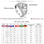 Nhẫn Zircon mạ bạch kim hình vương miện công chúa, cỡ Mỹ: 6, đường kính: 16.5mm, chu vi: 51.9mm, 6
