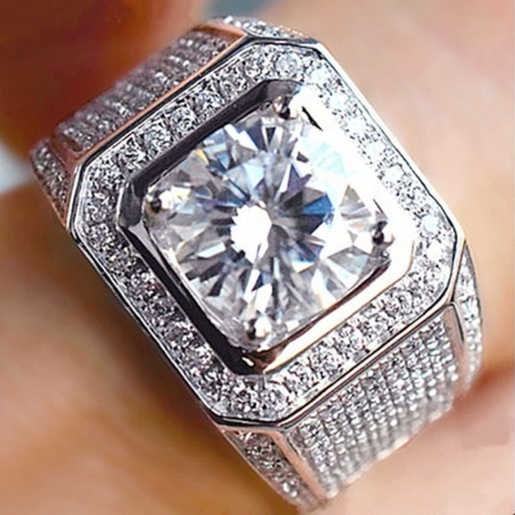 Nhẫn bạc đính đá rhinestone toàn phần kiểu thời trang, cỡ Mỹ: 8, đường kính: 17.4mm, chu vi: 55mm, 8