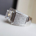 Nhẫn bạc đính đá rhinestone toàn phần kiểu thời trang, cỡ Mỹ: 8, đường kính: 17.4mm, chu vi: 55mm, 8