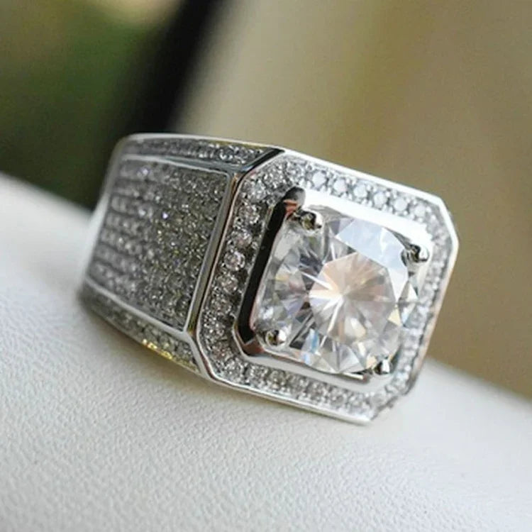 Nhẫn bạc thời trang đính đá rhinestone nhỏ, Size Mỹ: 9, Đường kính: 19mm, Chu vi: 59.8mm, 9