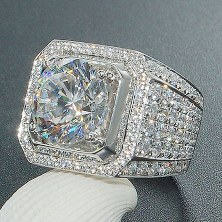 Nhẫn bạc đính đá rhinestone toàn phần kiểu thời trang, cỡ Mỹ: 10, đường kính: 19.9mm, chu vi: 62.4mm, 10