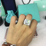 Nhẫn bạc đính đá rhinestone toàn phần kiểu thời trang, cỡ Mỹ: 11, đường kính: 20.7mm, chu vi: 65mm, 11