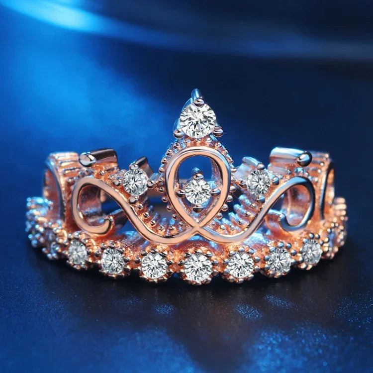 Nhẫn mạ vàng hồng hình vương miện công chúa, Size Mỹ: 6, Đường kính: 16.5mm, Chu vi: 51.9mm, 6