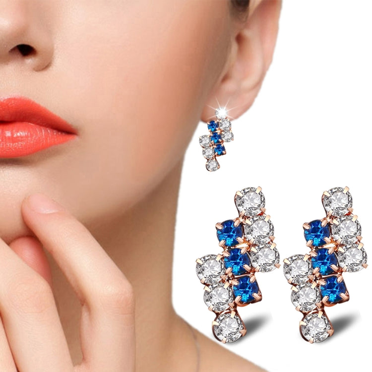 1 đôi bông tai đinh hình học bất quy tắc bạc sterling pha lê mạ vàng 18k cho nữ, 21*9 mm, màu xanh, đỏ