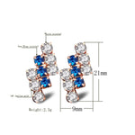 1 đôi bông tai đinh hình học bất quy tắc bạc sterling pha lê mạ vàng 18k cho nữ, 21*9 mm, màu xanh, đỏ