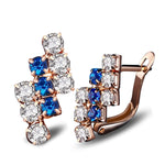 1 đôi bông tai đinh hình học bất quy tắc bạc sterling pha lê mạ vàng 18k cho nữ, 21*9 mm, màu xanh, đỏ