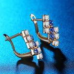 1 đôi bông tai đinh hình học bất quy tắc bạc sterling pha lê mạ vàng 18k cho nữ, 21*9 mm, màu xanh, đỏ