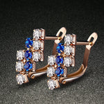 1 đôi bông tai đinh hình học bất quy tắc bạc sterling pha lê mạ vàng 18k cho nữ, 21*9 mm, màu xanh, đỏ
