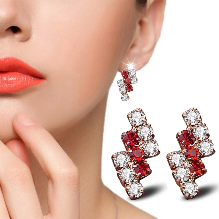 1 đôi bông tai đinh hình học bất quy tắc bạc sterling pha lê mạ vàng 18k cho nữ, 21*9 mm, màu xanh, đỏ