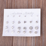 12 Pair Sets Assorted Multiple Stud Earings Jewelry Set With Card For Women And Girls(Silver), Gold, Silver