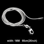 Dây chuyền xương rắn mạ bạc phong cách cá tính 1MM (chiều dài bạc: 26 inch), chiều dài: 26 inch