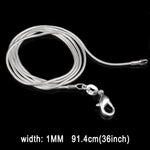Dây chuyền xương rắn mạ bạc phong cách cá tính 1MM (chiều dài bạc: 36 inch), chiều dài: 36 inch