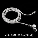 Dây chuyền xương rắn mạ bạc phong cách cá tính 2MM (chiều dài bạc: 20 inch), chiều dài: 20 inch