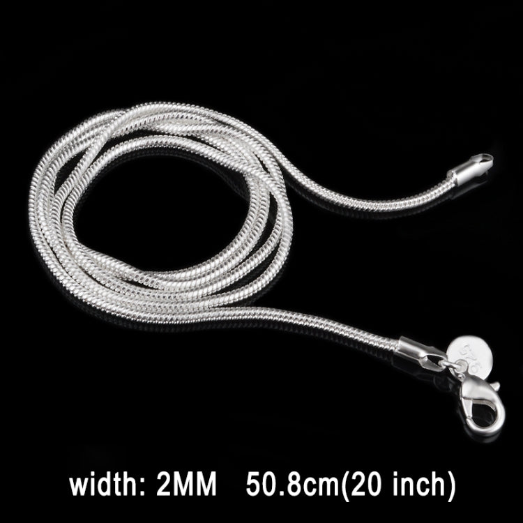 Dây chuyền xương rắn mạ bạc phong cách cá tính 2MM (chiều dài bạc: 20 inch), chiều dài: 20 inch