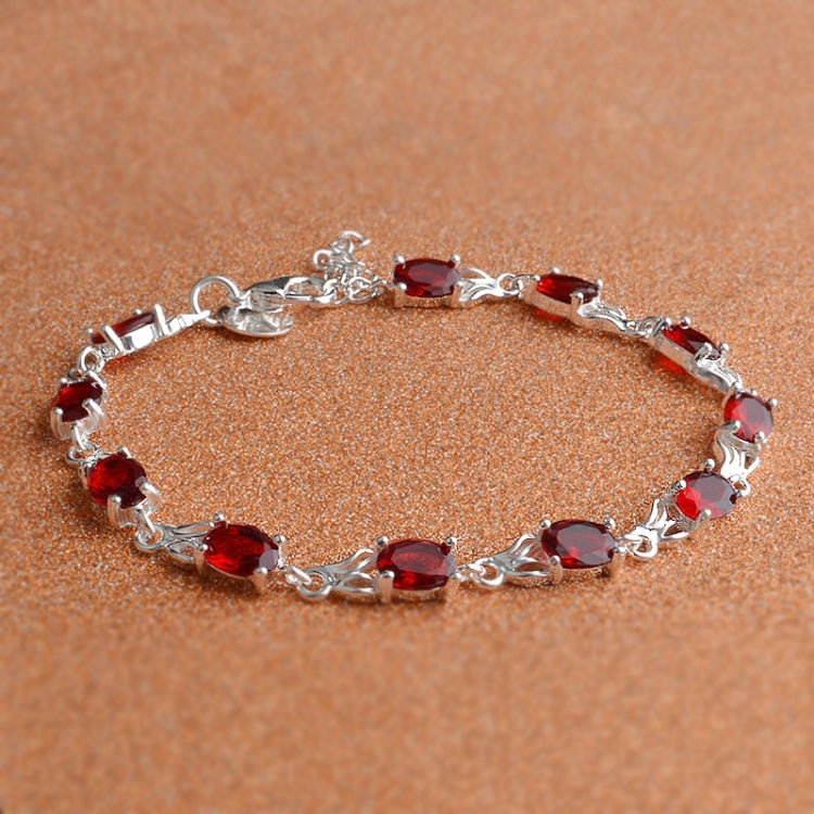 Vòng tay ruby nữ tính thời trang phong cách (Đỏ + bạc)