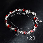 Vòng tay ruby nữ tính thời trang phong cách (Đỏ + bạc)