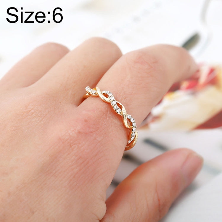 Nhẫn xoắn nữ đơn giản phong cách đính đầy đá rhinestone (Kích cỡ Mỹ: 6), kích cỡ Mỹ: 6