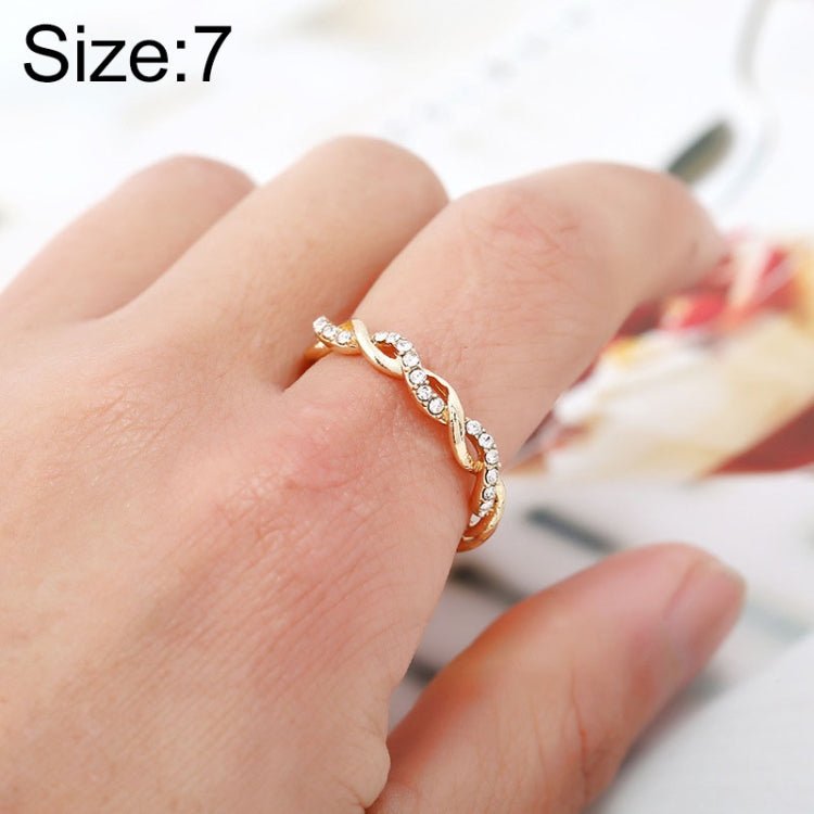 Nhẫn xoắn nữ đơn giản phong cách đính đầy đá rhinestone (Kích cỡ Mỹ: 7), kích cỡ Mỹ: 7