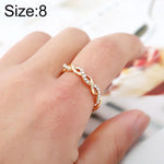 Nhẫn xoắn đơn giản phong cách nữ đầy đá rhinestone (Kích thước Mỹ: 8), Kích thước Mỹ: 8