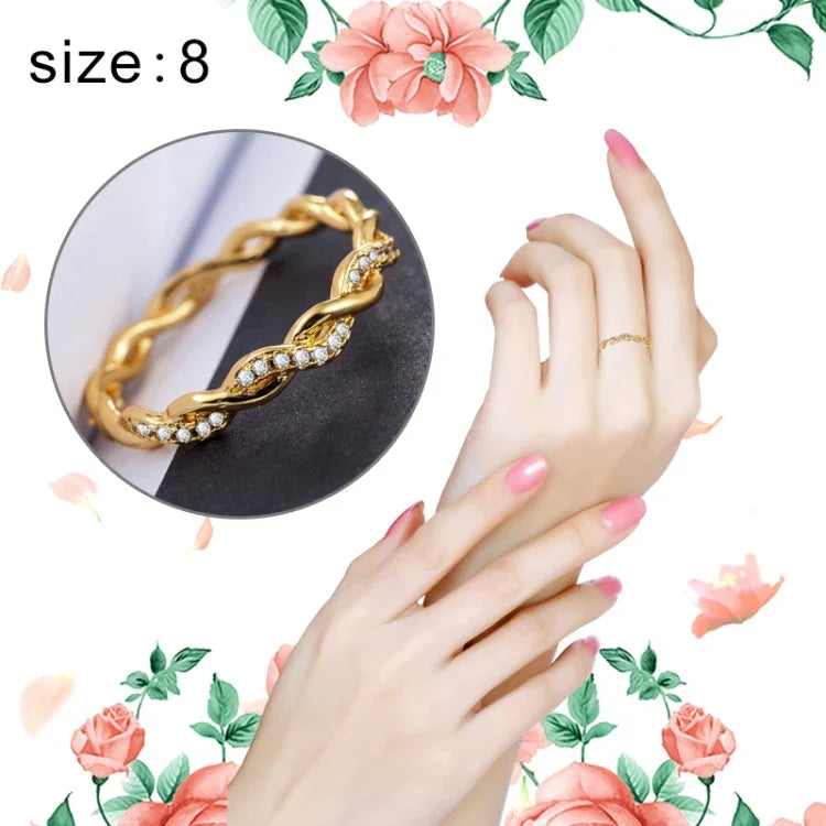 Nhẫn xoắn đơn giản phong cách nữ đầy đá rhinestone (Kích thước Mỹ: 8), Kích thước Mỹ: 8