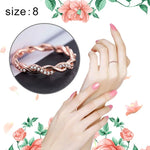 Nhẫn xoắn đơn giản phong cách nữ đầy đá rhinestone (Kích thước Mỹ: 8), Kích thước Mỹ: 8