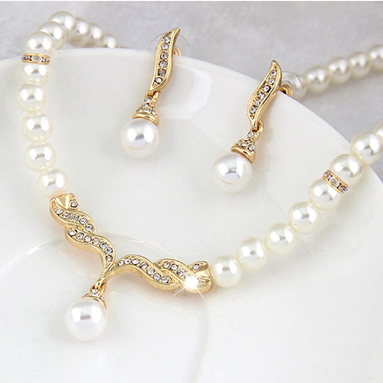 Bộ phụ kiện cô dâu 3 trong 1 gồm bông tai, vòng cổ và vòng hạt thời trang cổ điển cho nữ