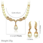 Bộ phụ kiện cô dâu 3 trong 1 gồm bông tai, vòng cổ và vòng hạt thời trang cổ điển cho nữ