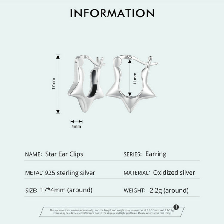 Bông tai sao đơn giản đa năng bạc S925, mã SCE1615