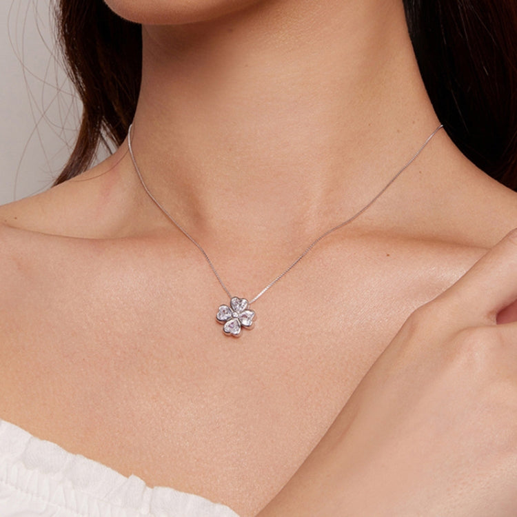 BSN334 Dây Chuyền Mặt Cỏ Bốn Lá May Mắn Mạ Vàng Trắng Bạc Sterling S925, BSN334