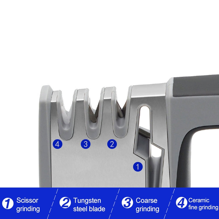 Dụng cụ mài dao thép không gỉ 4 trong 1 cầm tay bốn phần mài nhanh có tay cầm chống trượt, 4 trong 1 (Đen), 4 trong 1 (Đỏ)
