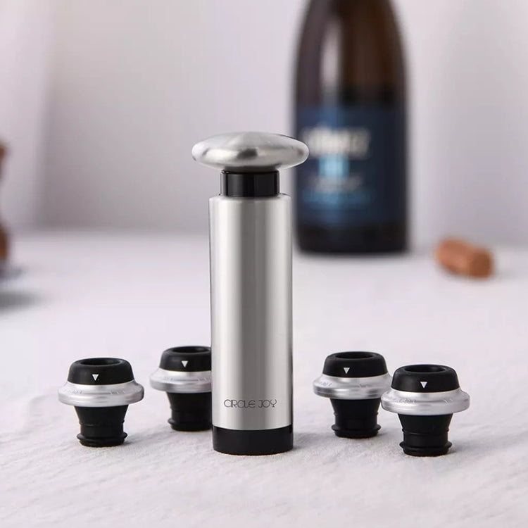 Bộ nút bảo quản rượu vang đỏ bằng thép không gỉ CircleJoy Xiaomi Youpin chính hãng, Kiểu: 4 nút trong một bơm, 4 nút trong một bơm