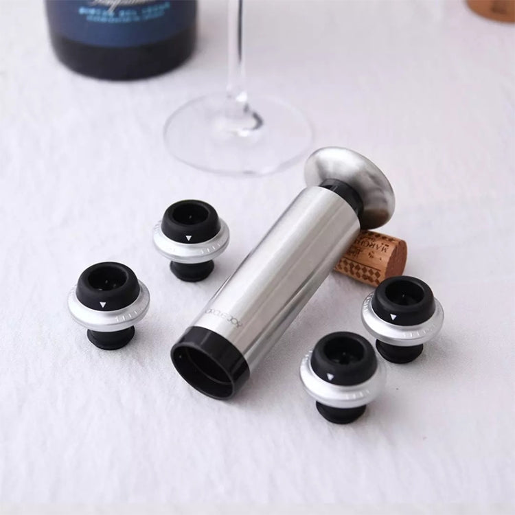 Bộ nút bảo quản rượu vang đỏ bằng thép không gỉ CircleJoy Xiaomi Youpin chính hãng, Kiểu: 4 nút trong một bơm, 4 nút trong một bơm