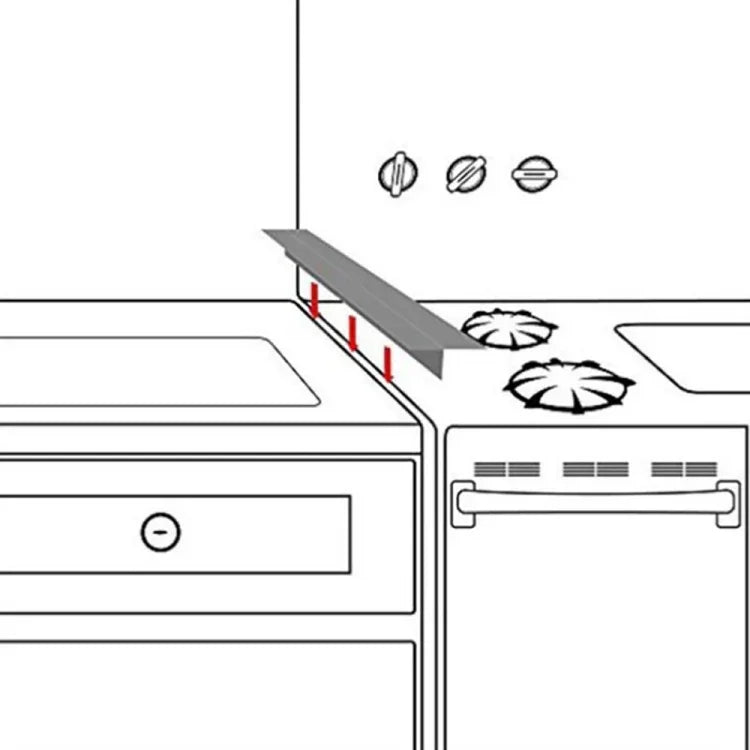 2 cái dải khe bếp gas 25 inch chống bám bẩn chống bụi chống thấm nước, Dải kín bếp, 25 inch, 25 inch (Màu đen)