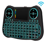 Bàn phím không dây mini MT08 2.4GHz với chuột bay QWERTY có đèn nền nhiều màu & Touchpad & Điều khiển đa phương tiện cho PC, TV, MT08