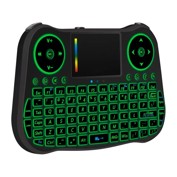 Bàn phím không dây mini MT08 2.4GHz với chuột bay QWERTY có đèn nền nhiều màu & Touchpad & Điều khiển đa phương tiện cho PC, TV, MT08