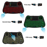Bàn phím không dây mini MT08 2.4GHz với chuột bay QWERTY có đèn nền nhiều màu & Touchpad & Điều khiển đa phương tiện cho PC, TV, MT08