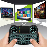 Bàn phím không dây mini MT08 2.4GHz với chuột bay QWERTY có đèn nền nhiều màu & Touchpad & Điều khiển đa phương tiện cho PC, TV, MT08