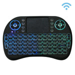 Bàn phím không dây QWERTY Mini i8 2.4GHz với đèn nền nhiều màu & Touchpad & Điều khiển đa phương tiện cho PC, Android TV BOX, X-BOX Player, Điện thoại thông minh, Thay đổi đèn nền nhiều màu
