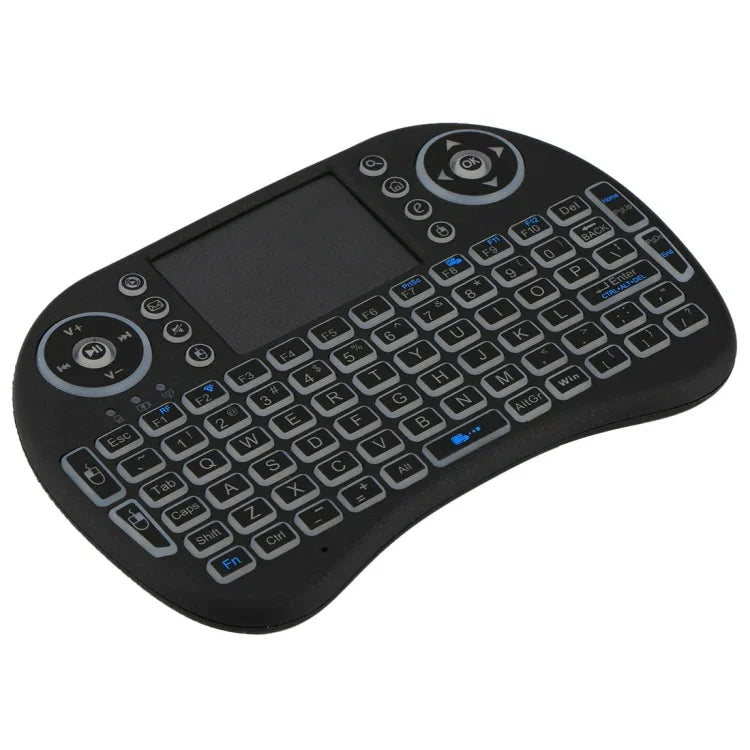 Bàn phím không dây QWERTY Mini i8 2.4GHz với đèn nền nhiều màu & Touchpad & Điều khiển đa phương tiện cho PC, Android TV BOX, X-BOX Player, Điện thoại thông minh, Thay đổi đèn nền nhiều màu