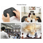 Bàn phím không dây QWERTY Mini i8 2.4GHz với đèn nền nhiều màu & Touchpad & Điều khiển đa phương tiện cho PC, Android TV BOX, X-BOX Player, Điện thoại thông minh, Thay đổi đèn nền nhiều màu