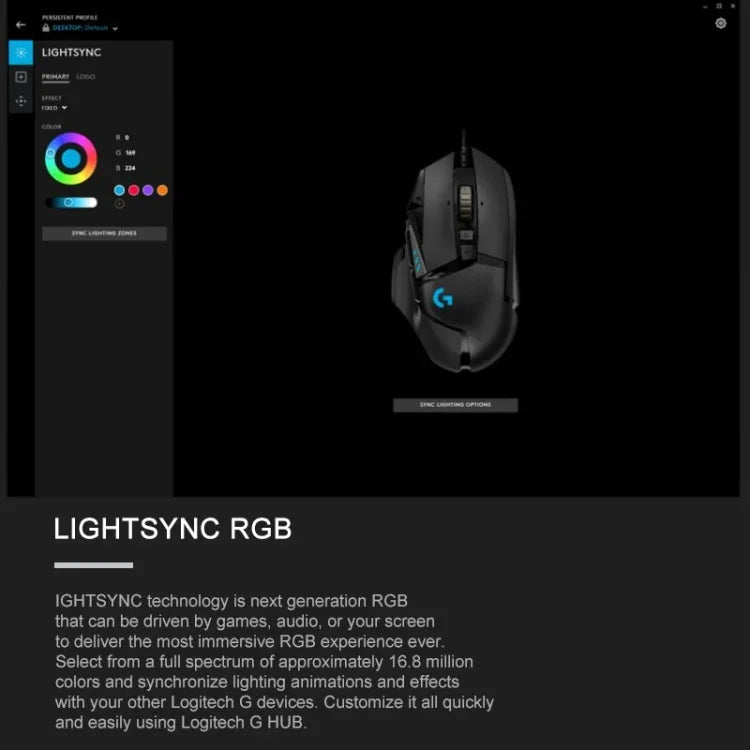 Chuột chơi game có dây Logitech G502 HERO với 11 phím, Chiều dài: 2.1m