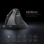 Chuột dọc mini DELUX M618 không dây 2.4G 2400DPI USB có thể sạc lại, Thiết kế công thái học, M618 màu xám